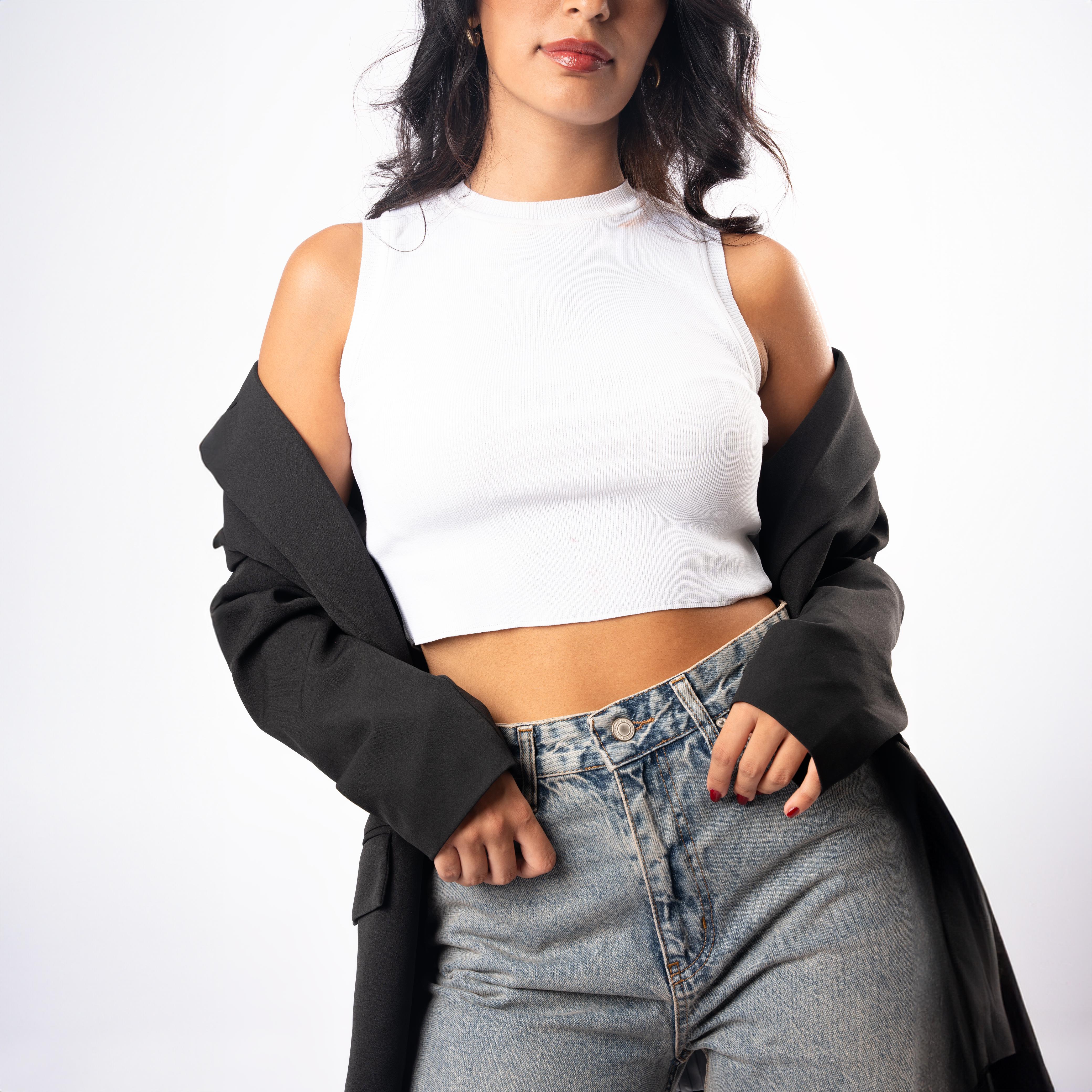 White Cotton Crop Top