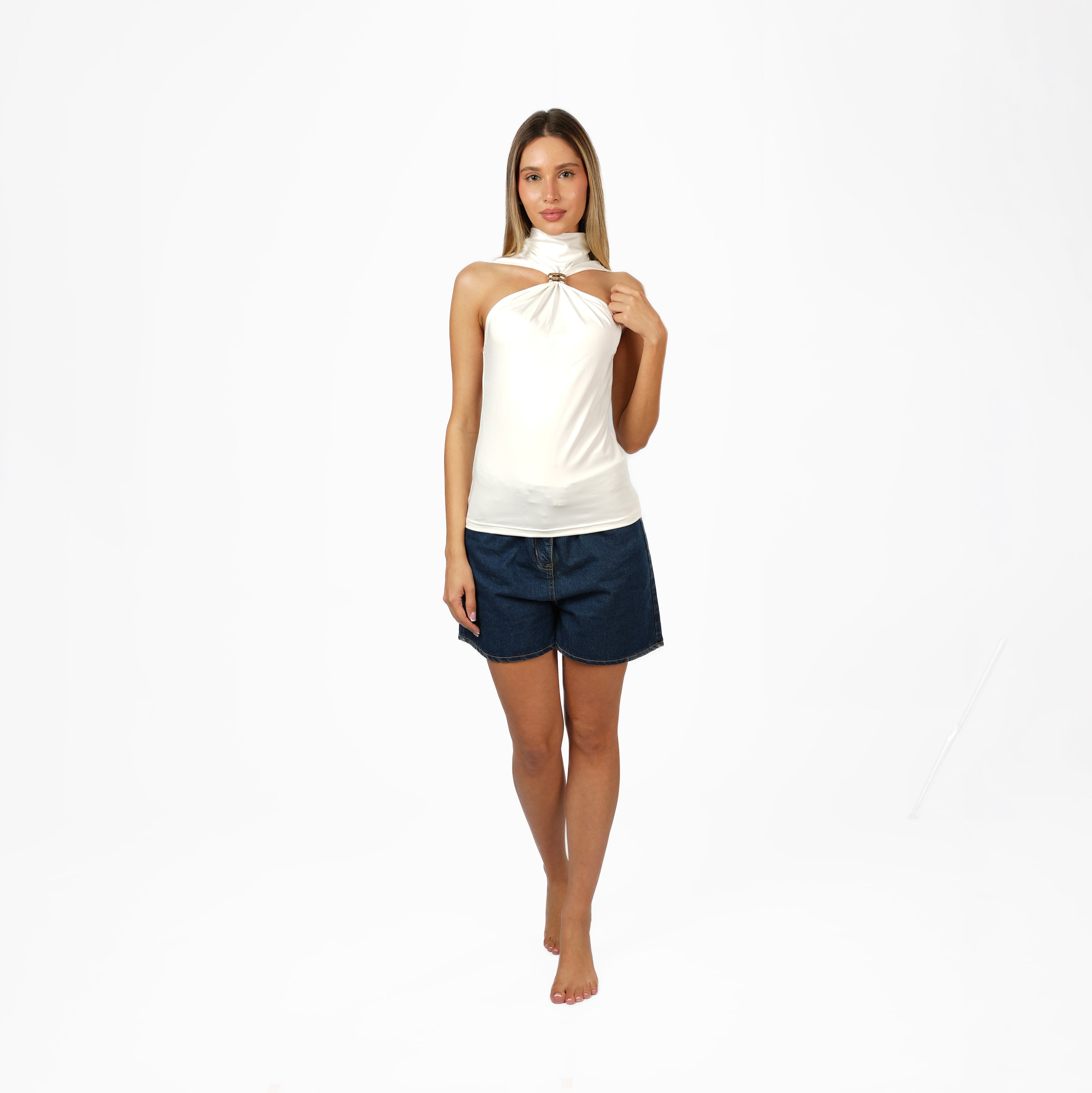 Ring Detail High Neck Top
