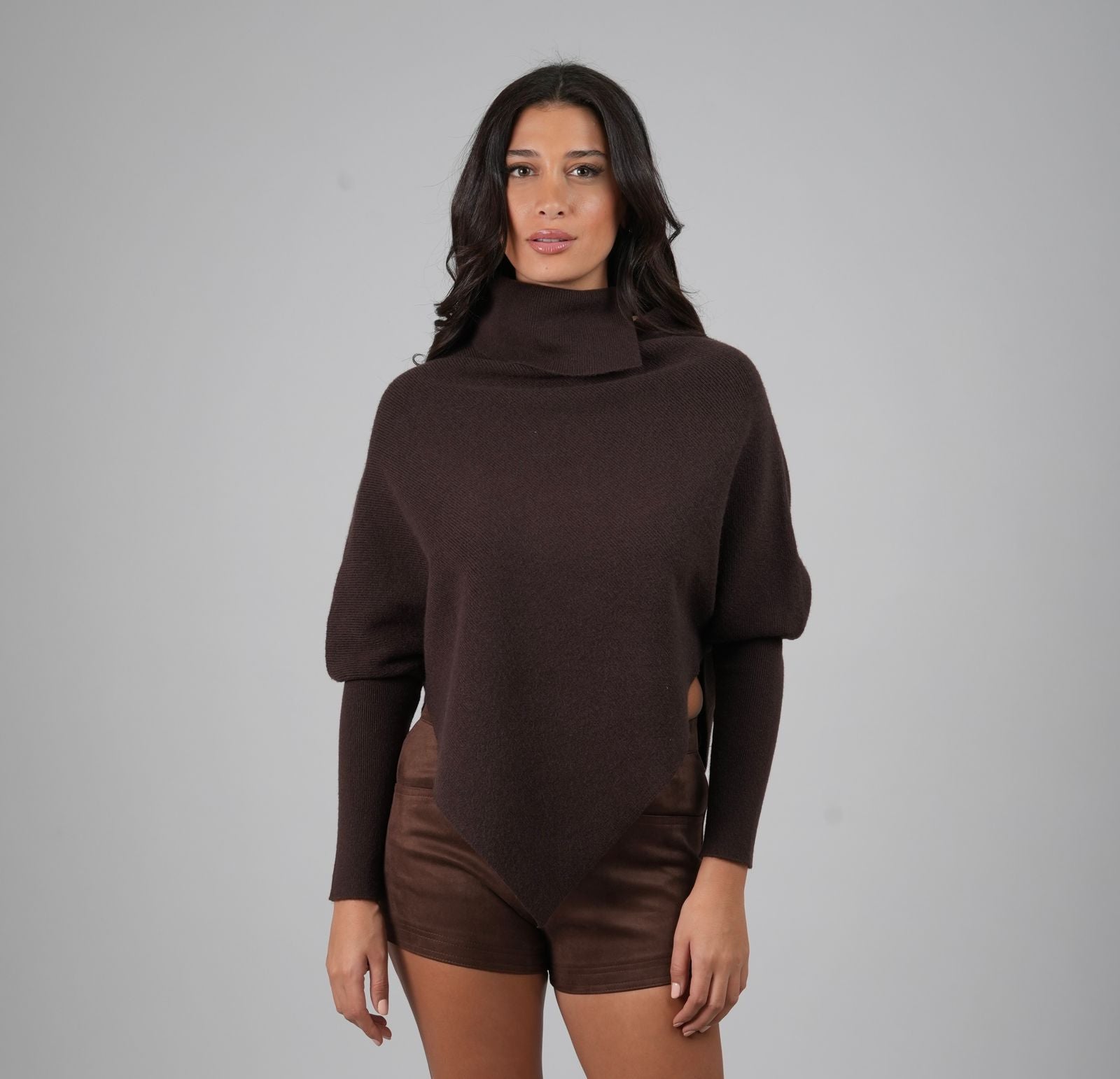 Brown Drape Knit Top