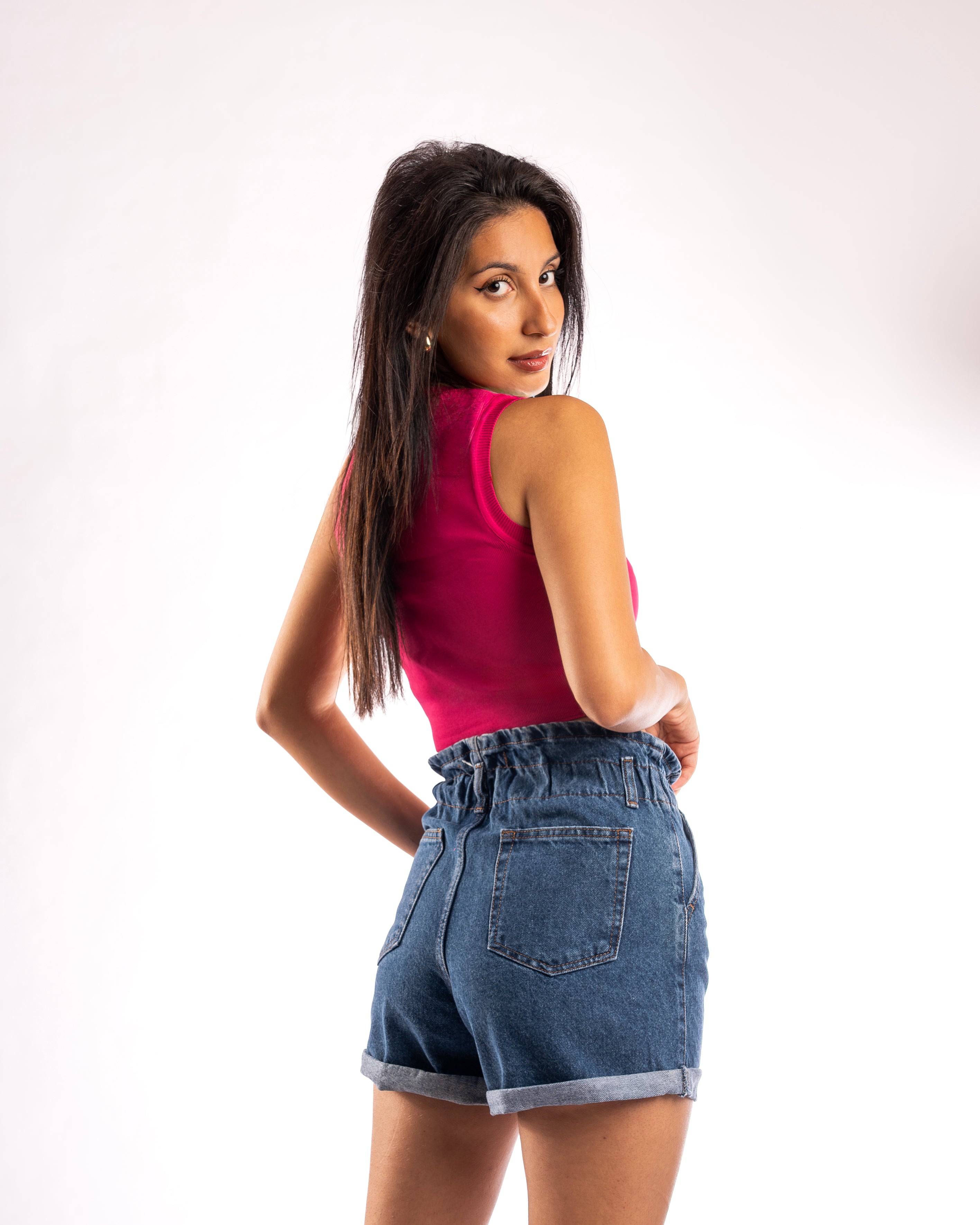 High Waist Blue Denim Shorts