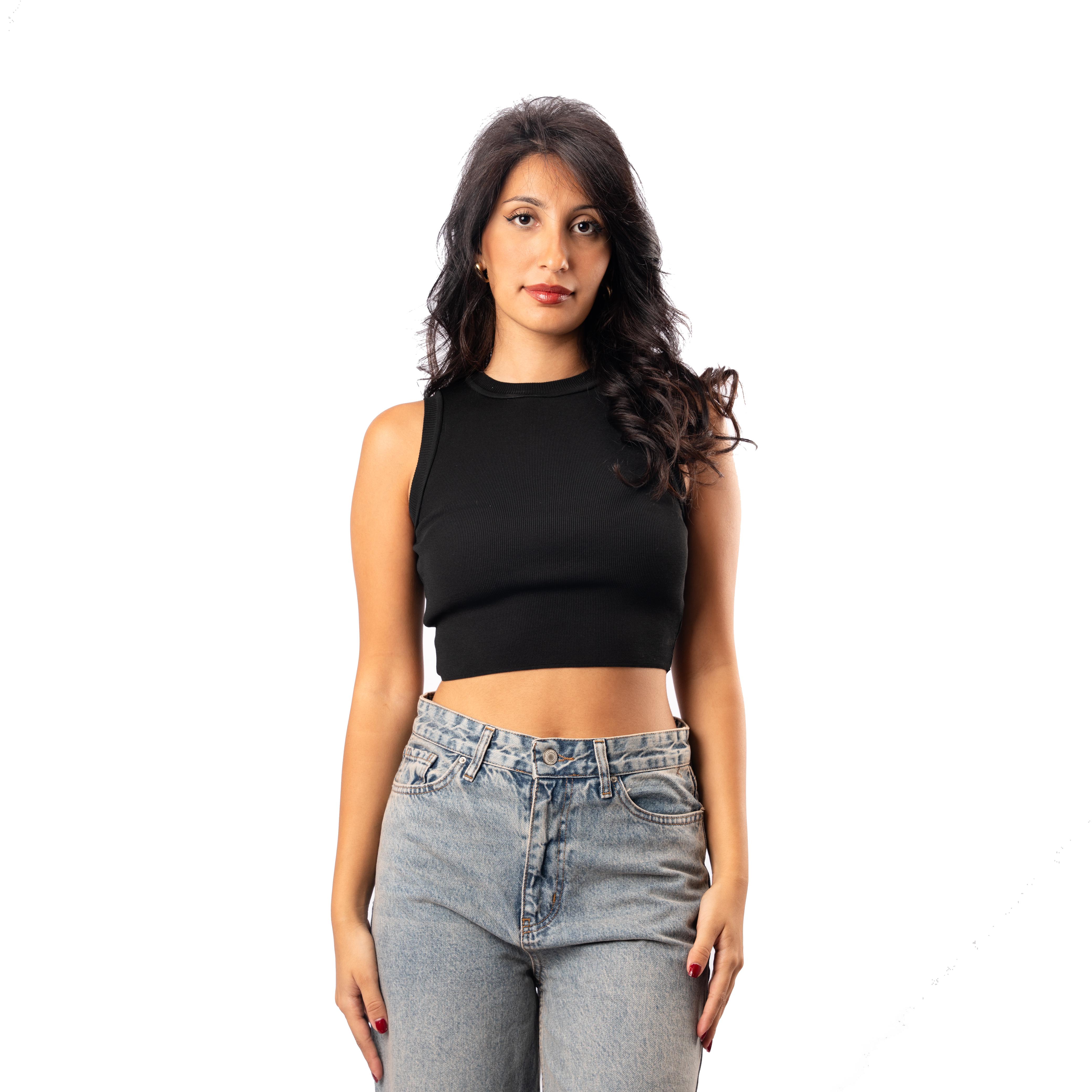 Black Cotton Crop Top