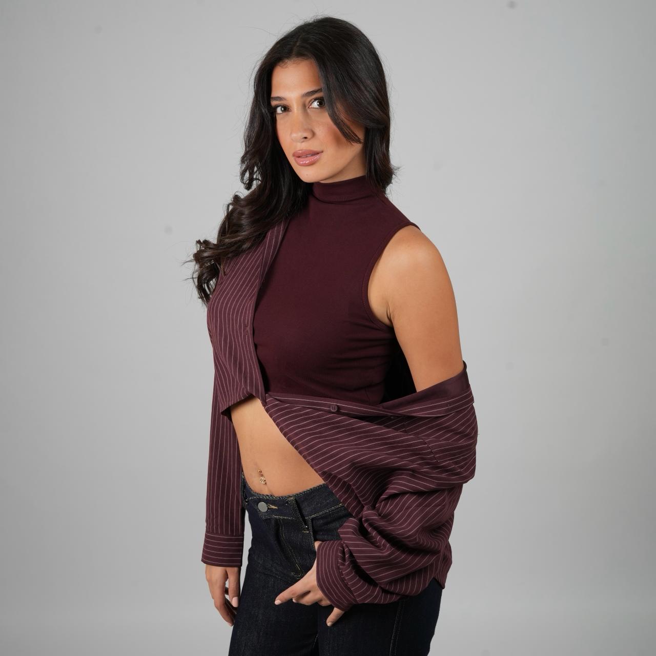 Layered Effect Burgundy Shirt