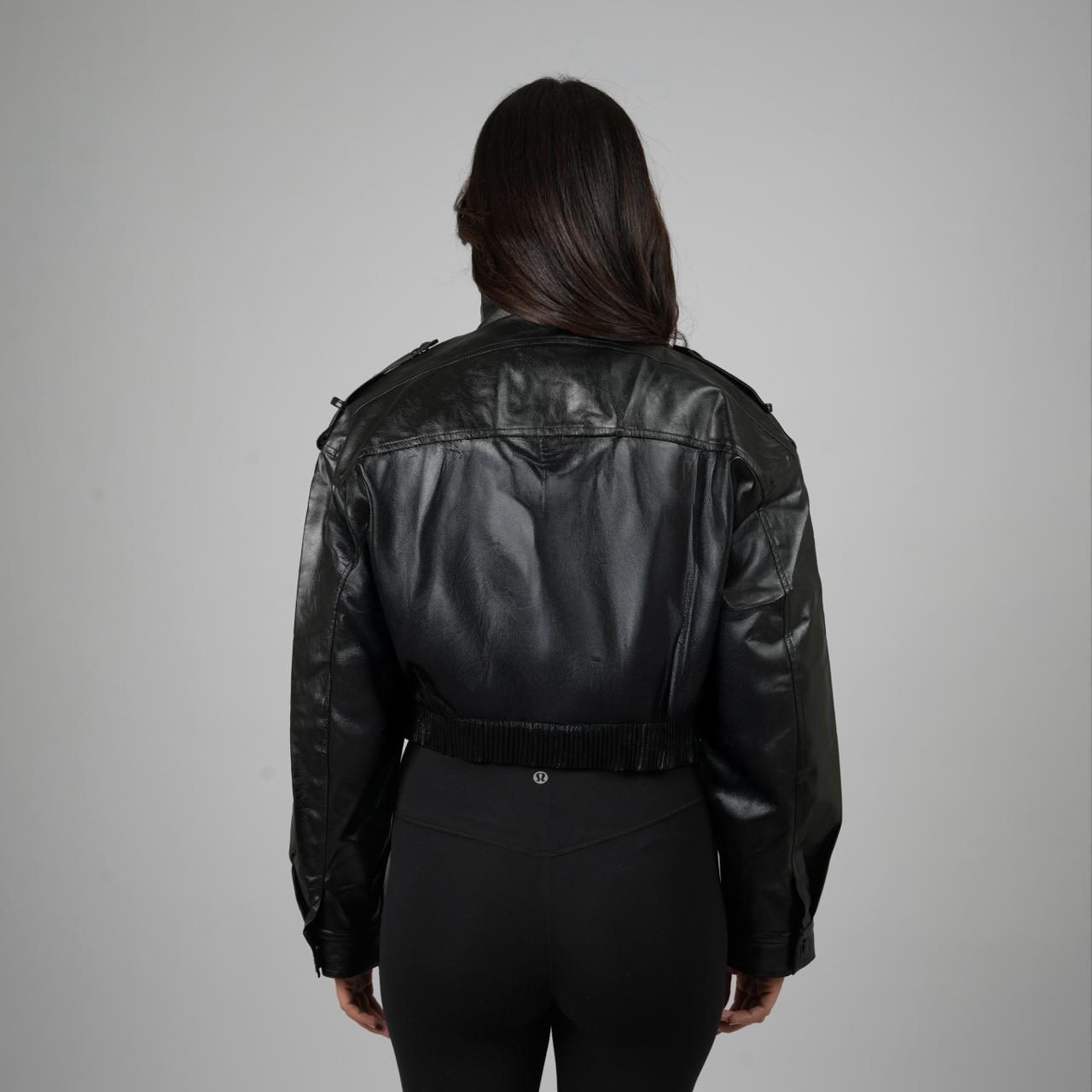 Cropped Faux Leather Jacket
